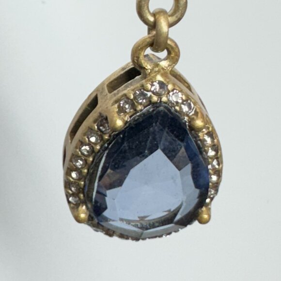 Vintage Gold Tone Dangling Pierced Earrings Teardrop Glass Pink & Blue - Picture 3 of 7